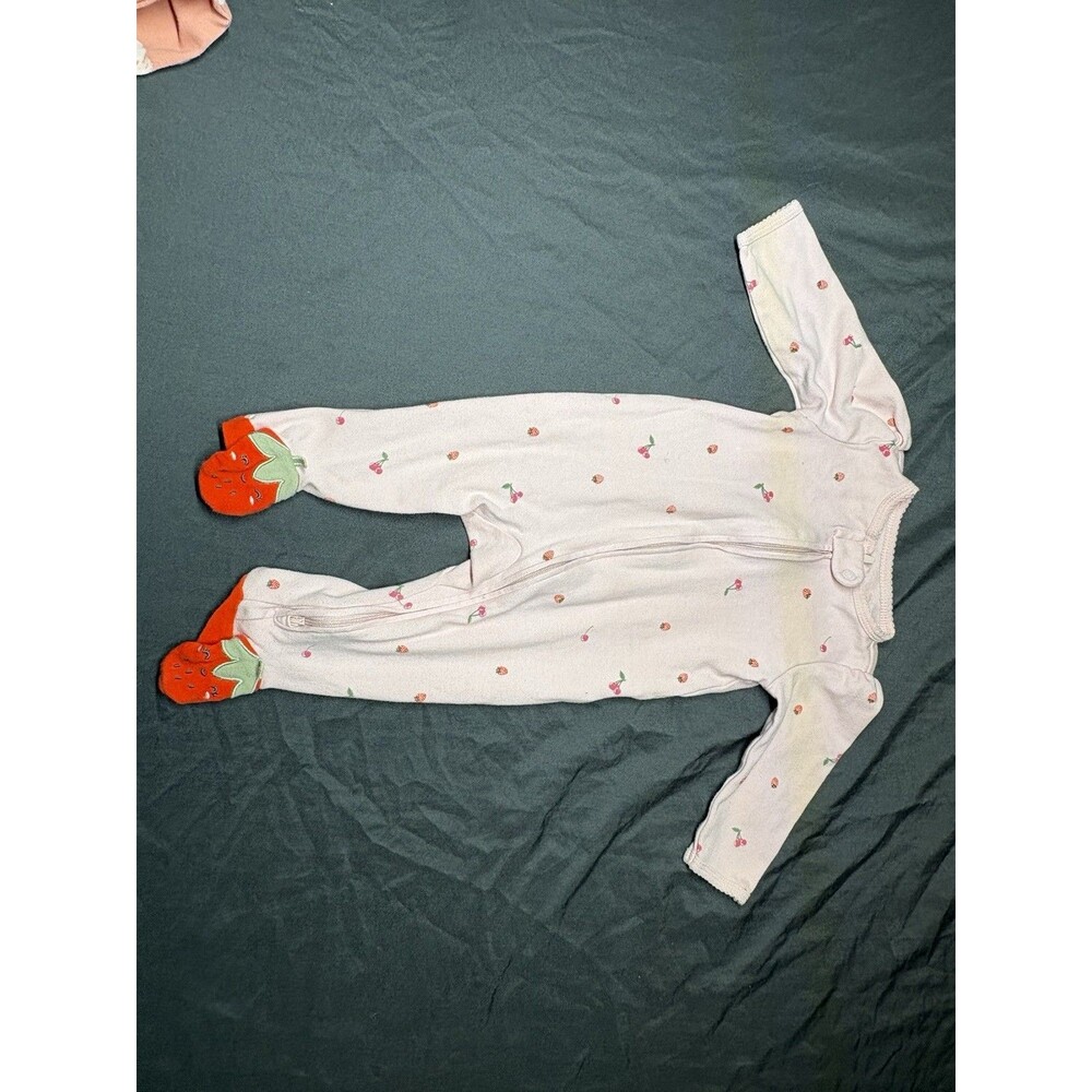 Mint Baby Strawberry PJ Jumper with double zipper, 6 months